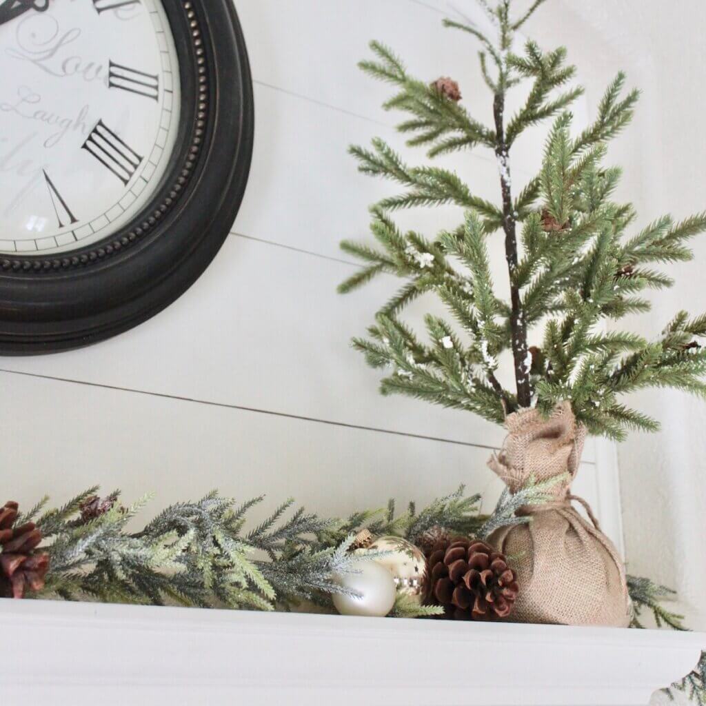 christmas greenery on mantel