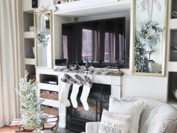 fireplace wall with stockings