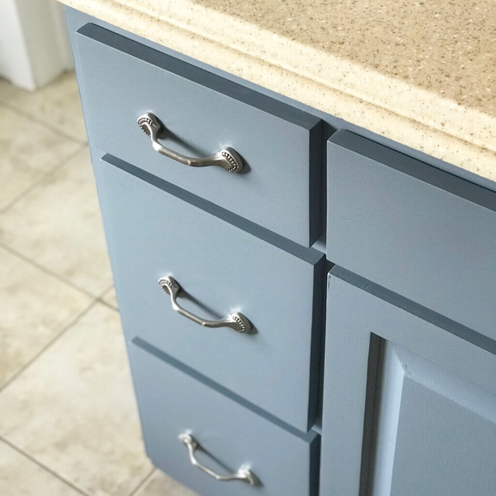 blue vanity drawers