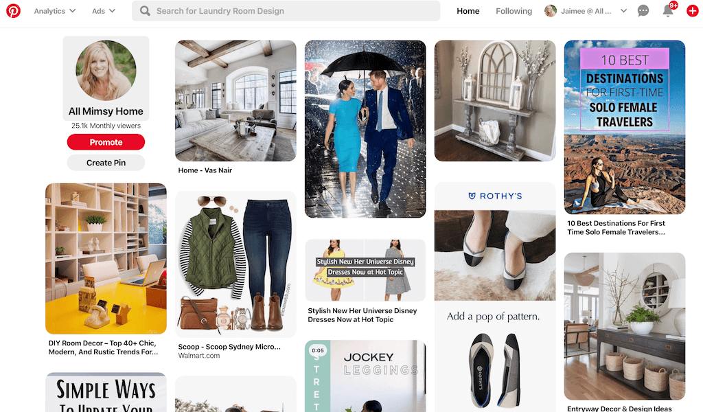 Pinterest Home Page