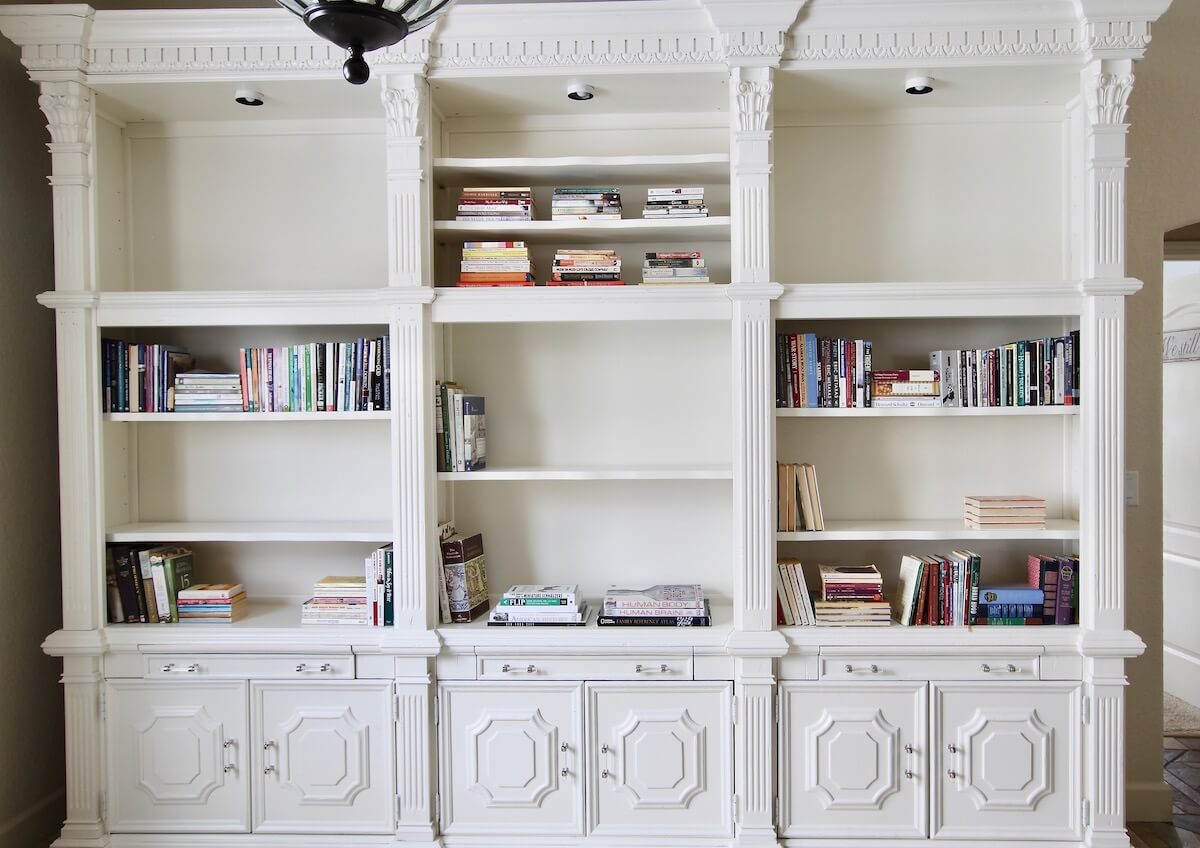 books grouped on bookshelves