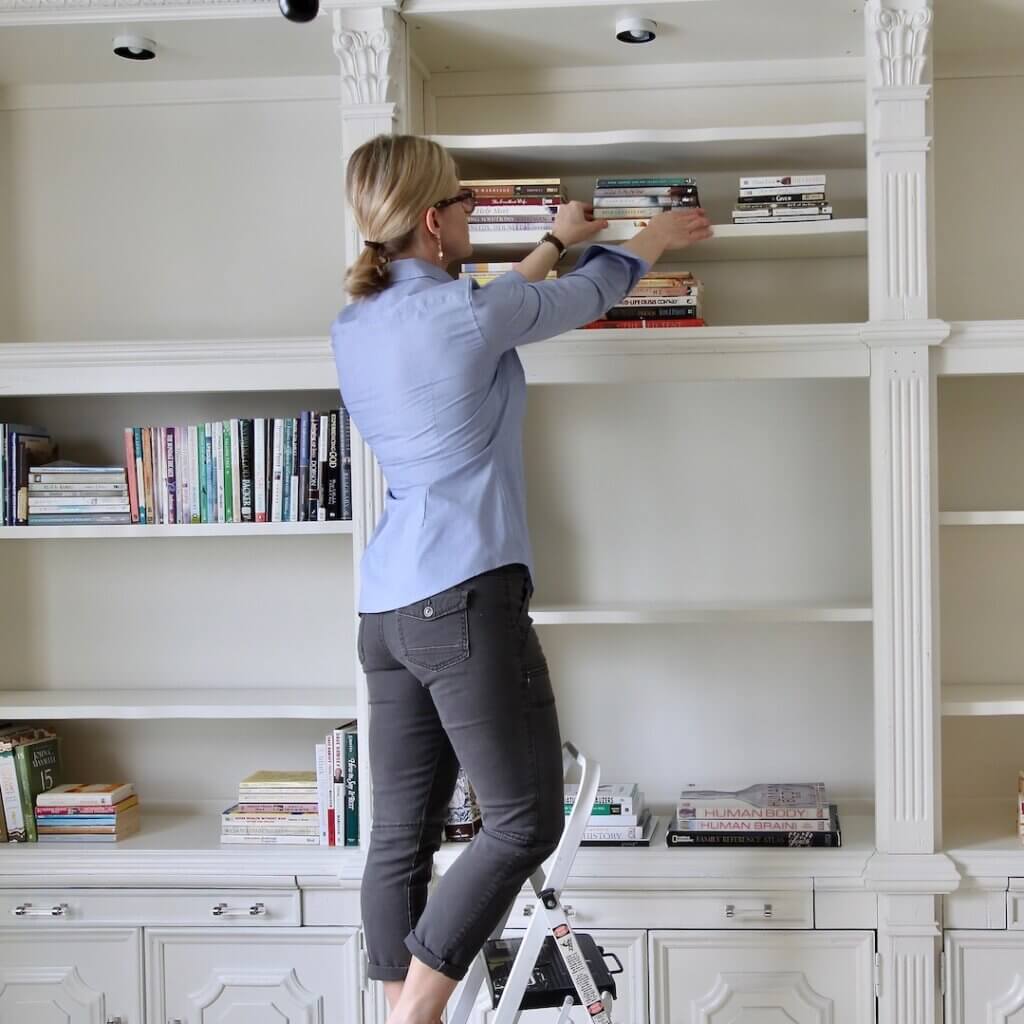 styling books on bookshelves