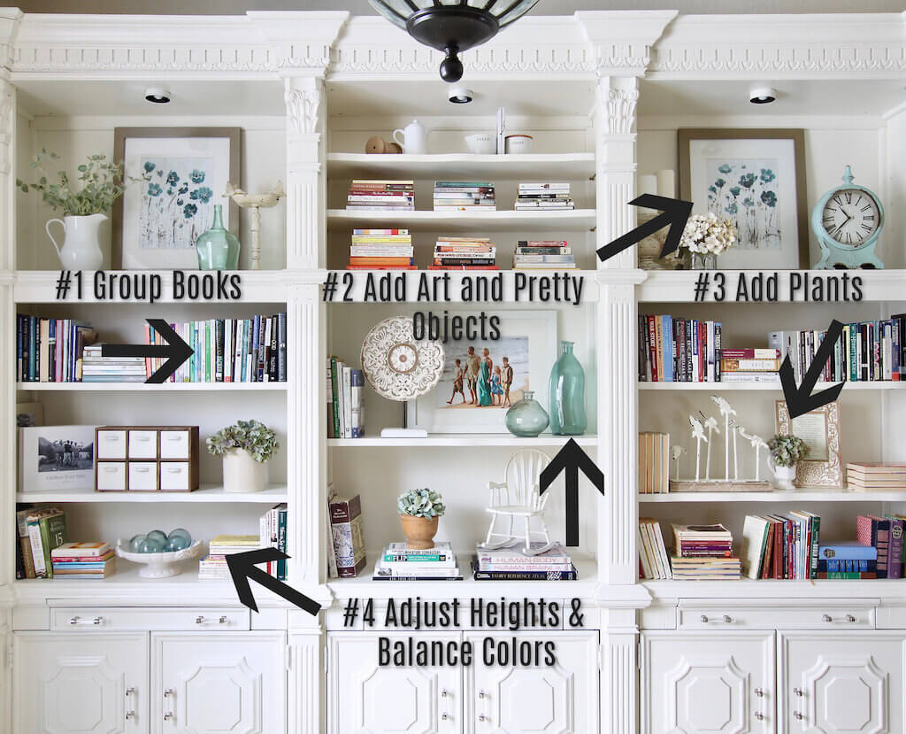 4 steps to style bookshelves